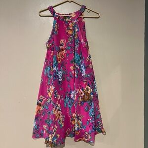 Betsey Johnson Womens Floral Halter Sleeveless Shift Dress Fuschia Pink Size 4
